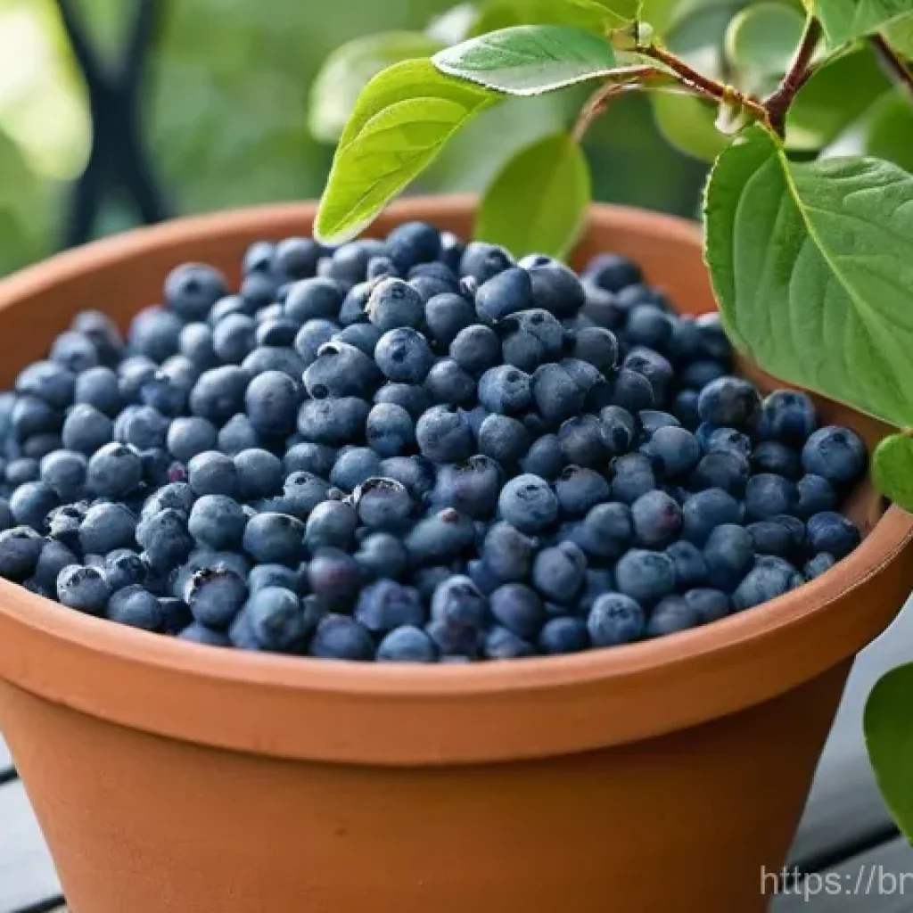 블루베리 나무 실내 재배법 - A Thriving Dwarf Blueberry Plant on an Urban Balcony**

"A lush, healthy dwarf blueberry plant, spec...