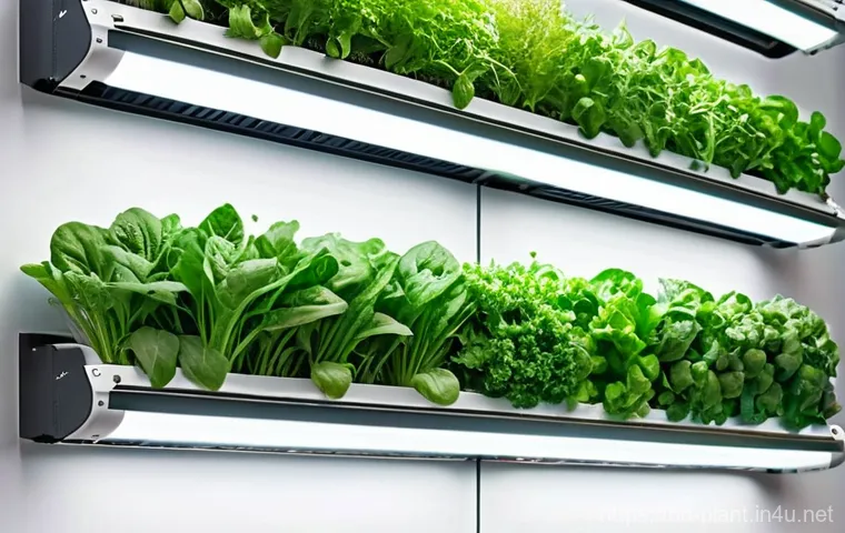 식물 성장 촉진 LED 라이트 추천 - **Prompt:** A sleek, contemporary smart indoor gardening setup. In the foreground, a neatly arranged...