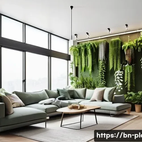 Home 31 자연광 부족한 환경에서 식물 키우기 - **Prompt 2: Urban Vertical Garden Charm**
A modern and brightly lit urban apartment living space...