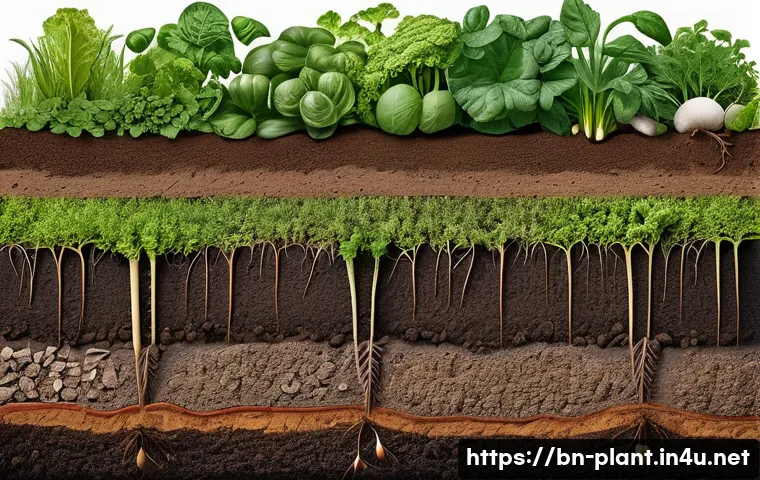 이탄 토양과 일반 토양 차이 - A highly detailed cross-sectional view of Etan soil rich in organic matter and moisture, showing dar...